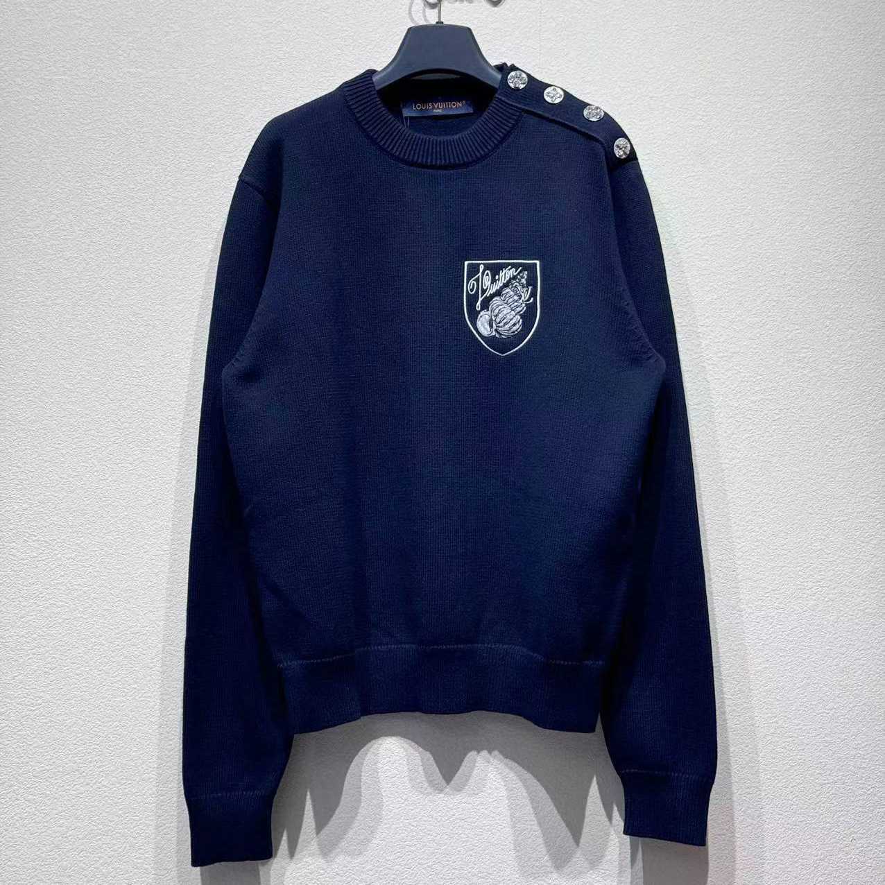 Louis Vuitton Embroidered Cotton-Blend Crewneck - Luxury Blue - FashionPlug