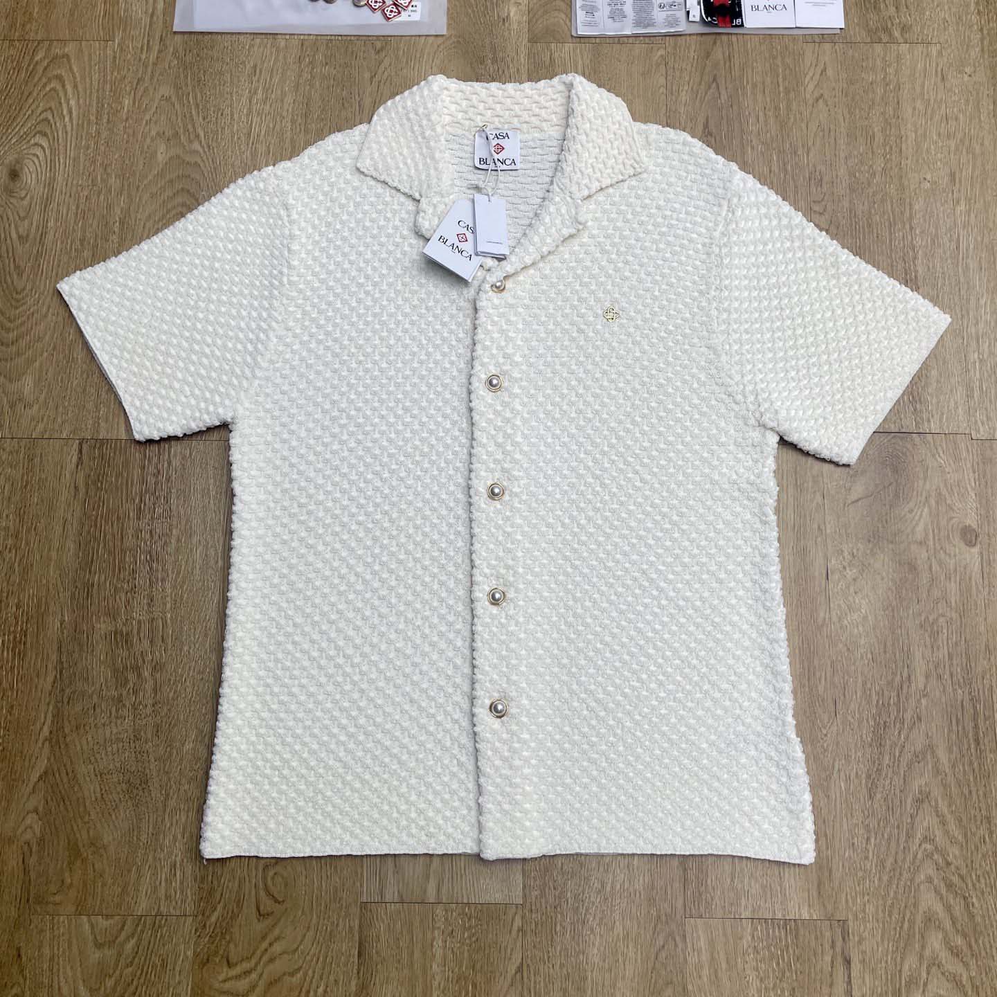 Casablanca Summer Textured-Knit Shirt   D0090 - FashionPlug