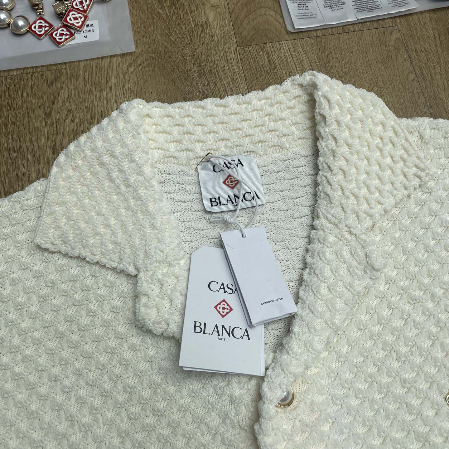 Casablanca Summer Textured-Knit Shirt   D0090 - FashionPlug