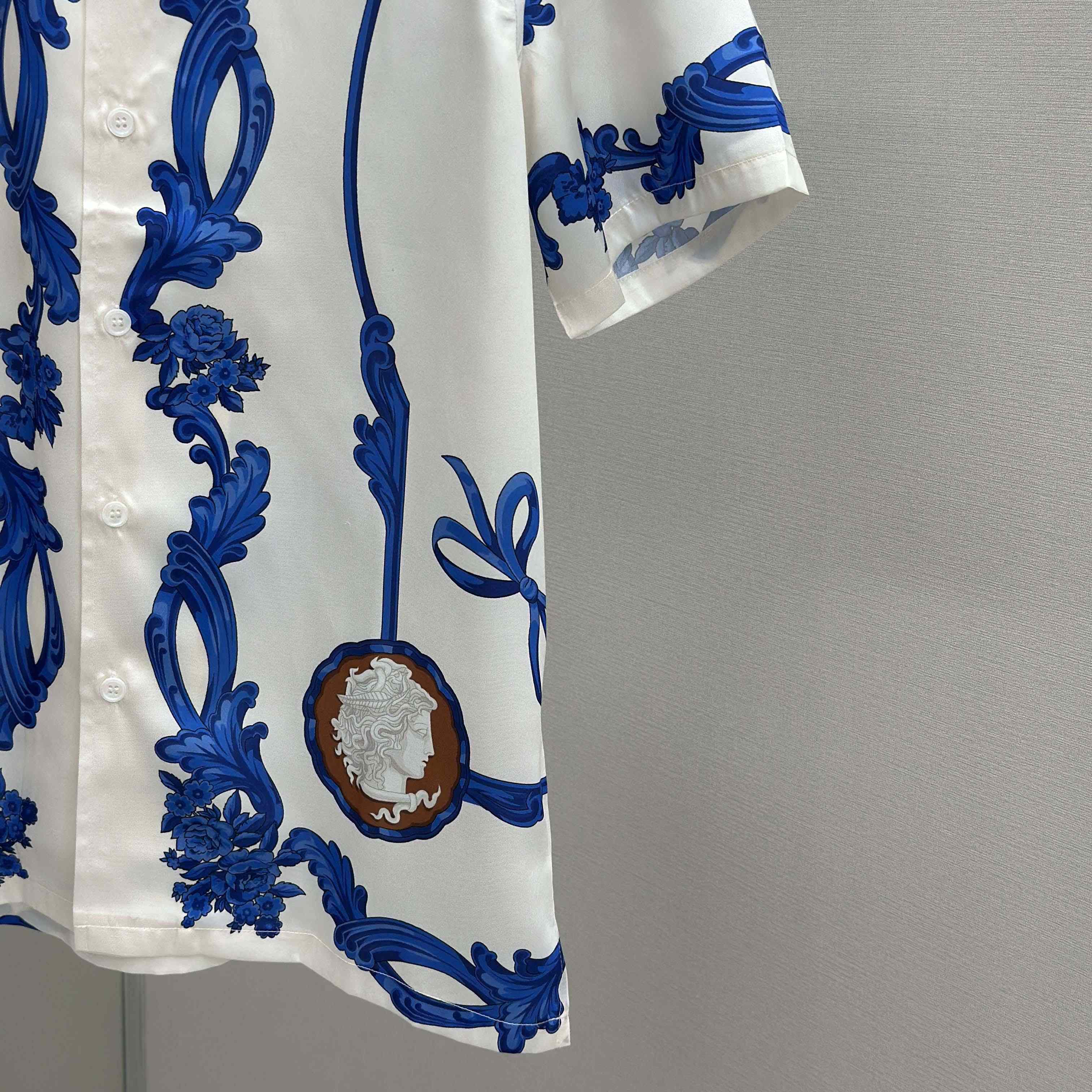 Versace Cameo Silk Shirt & Silk Shorts - FashionPlug