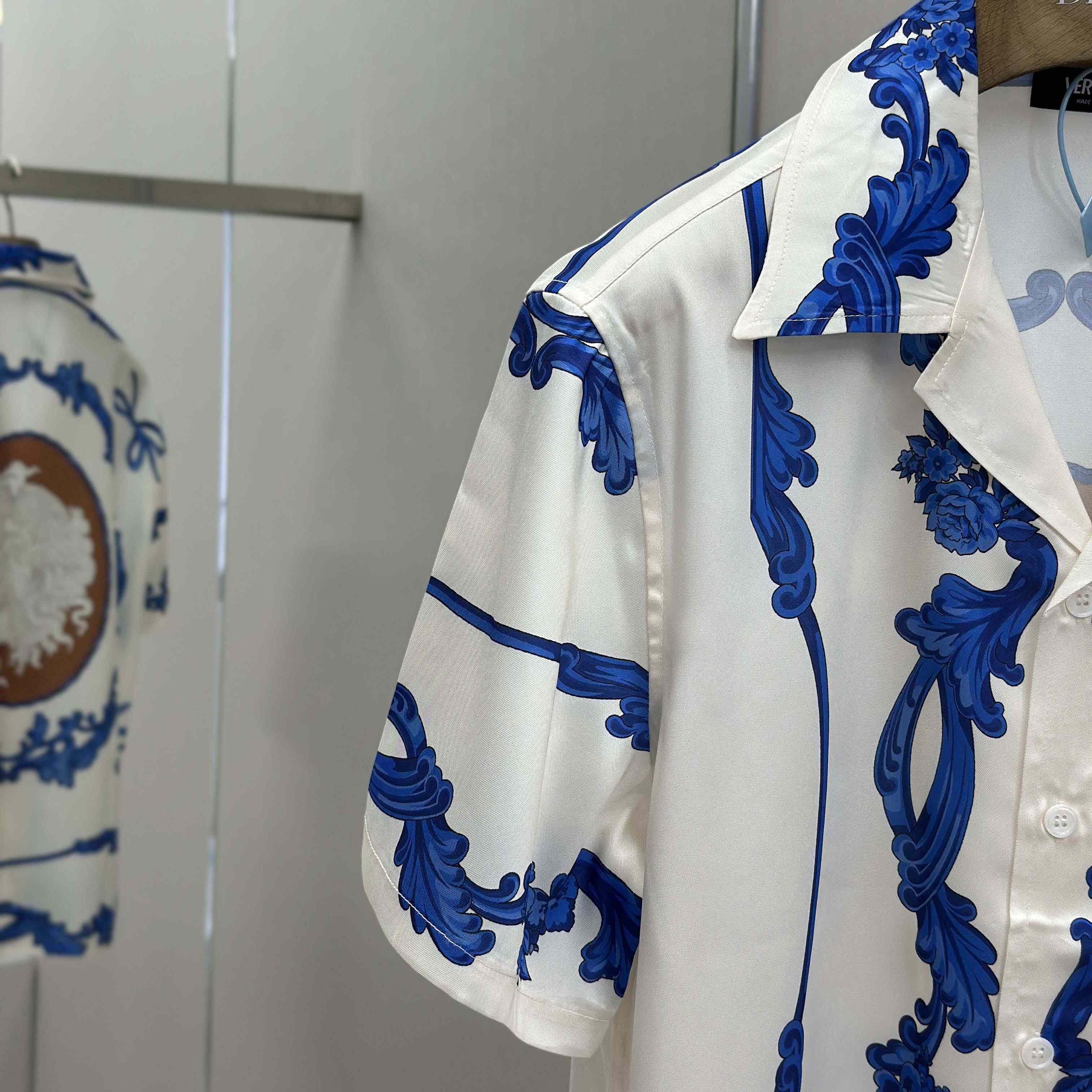 Versace Cameo Silk Shirt & Silk Shorts - FashionPlug