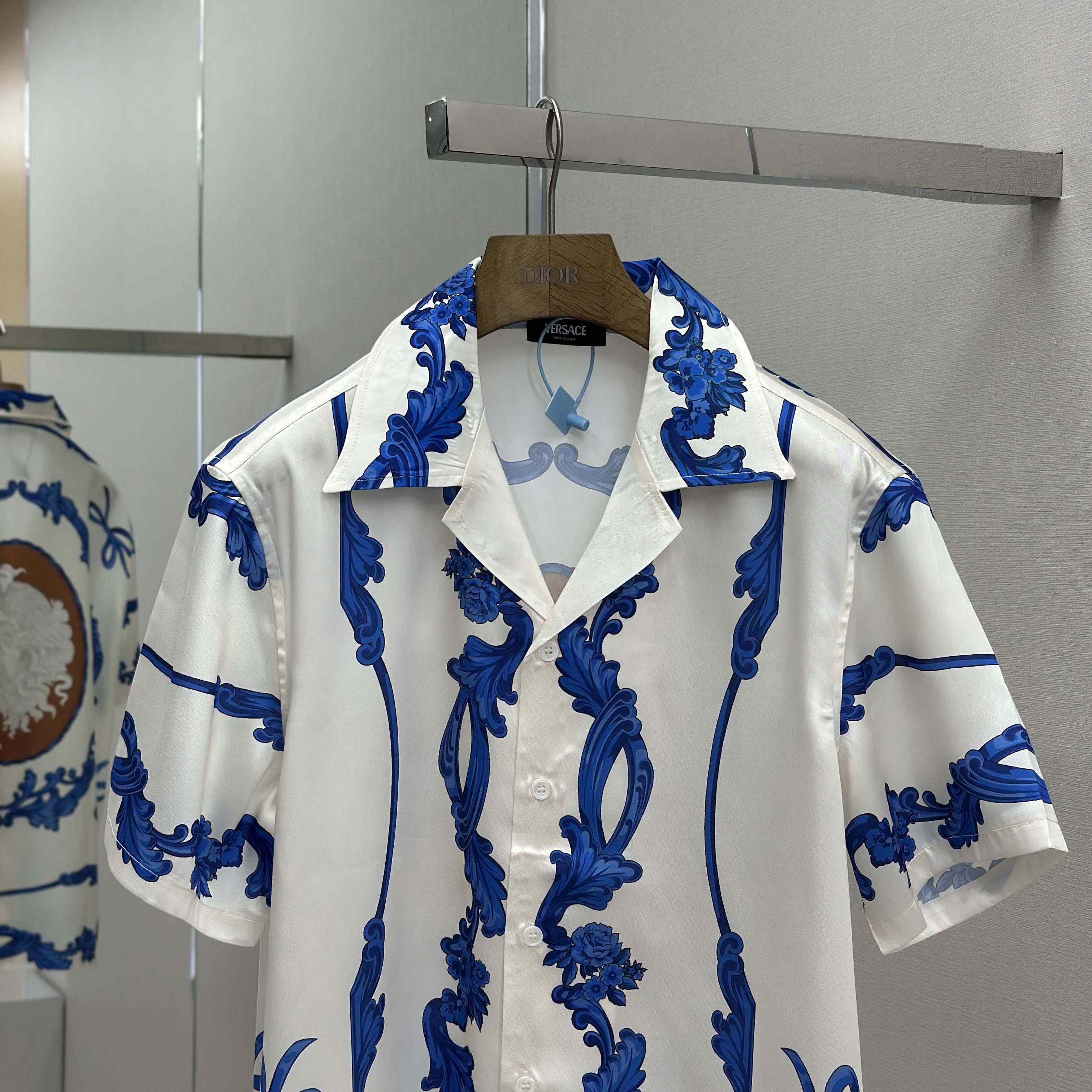 Versace Cameo Silk Shirt & Silk Shorts - FashionPlug