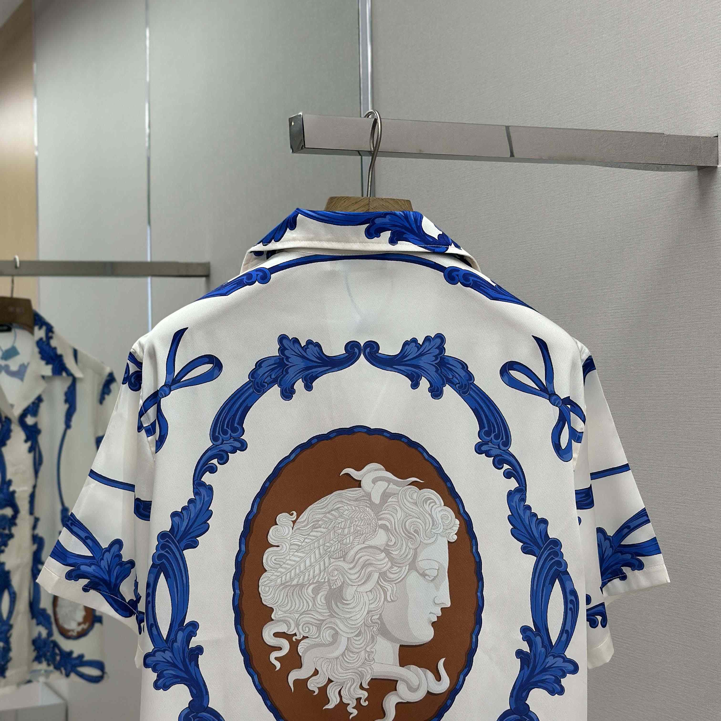 Versace Cameo Silk Shirt & Silk Shorts - FashionPlug
