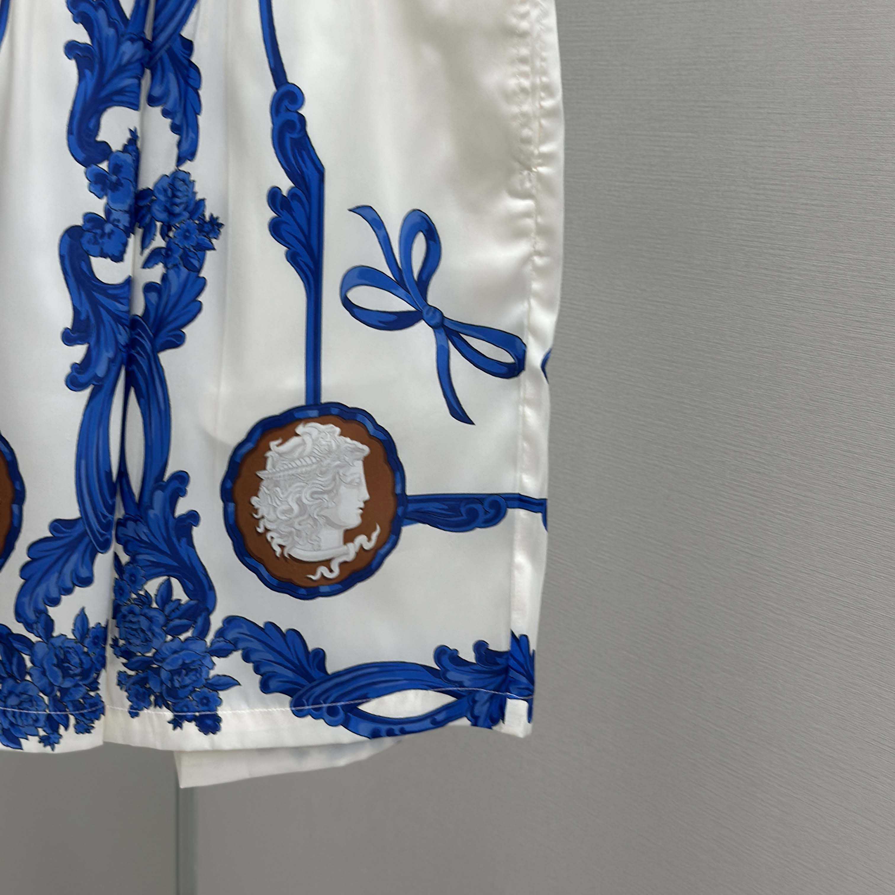 Versace Cameo Silk Shirt & Silk Shorts - FashionPlug