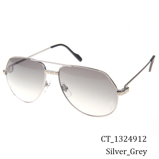Cartier CT 1324912 Sunglasses In Silver Grey - FashionPlug
