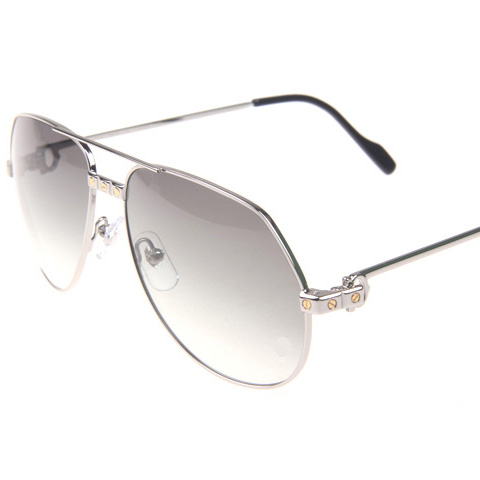 Cartier CT 1324912 Sunglasses In Silver Grey - FashionPlug