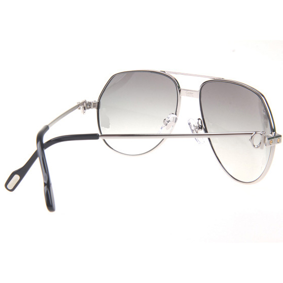 Cartier CT 1324912 Sunglasses In Silver Grey - FashionPlug