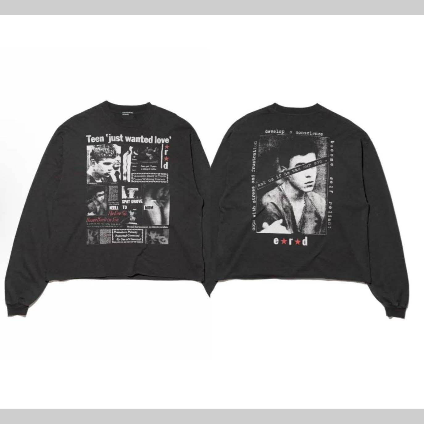 Enfants Riches Déprimés Teen Just Wanted Love Long-Sleeve T-Shirt 'Faded Black/Multicolor' - FashionPlug