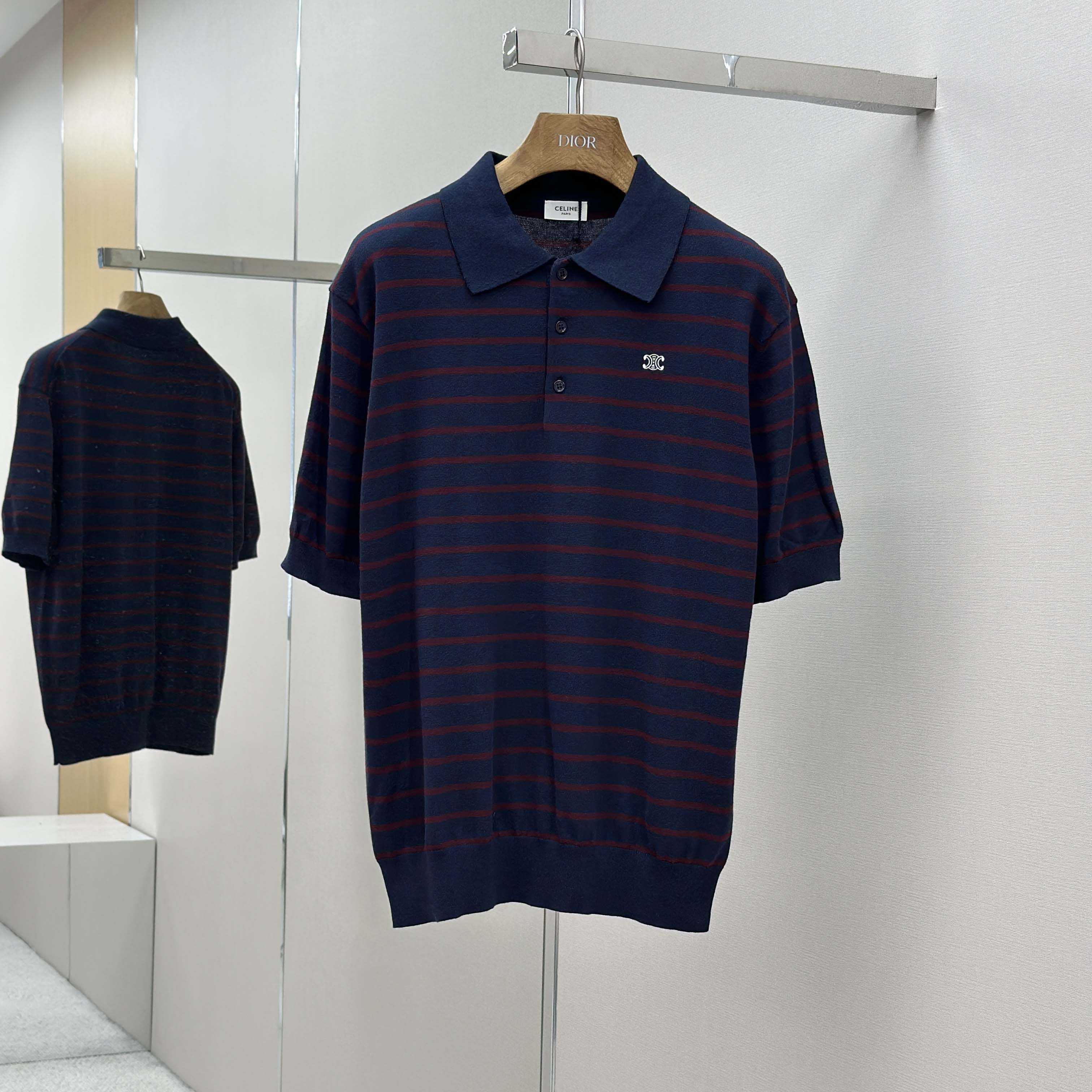 Celine Short-sleeved Polo Sweater In Fine Cotton - FashionPlug