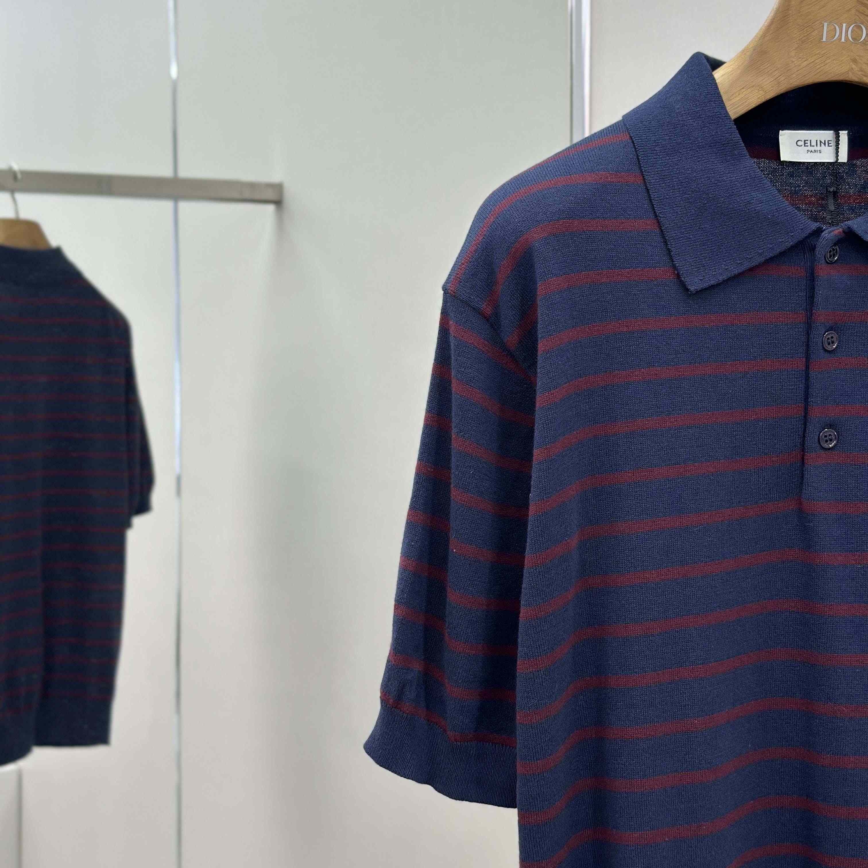 Celine Short-sleeved Polo Sweater In Fine Cotton - FashionPlug