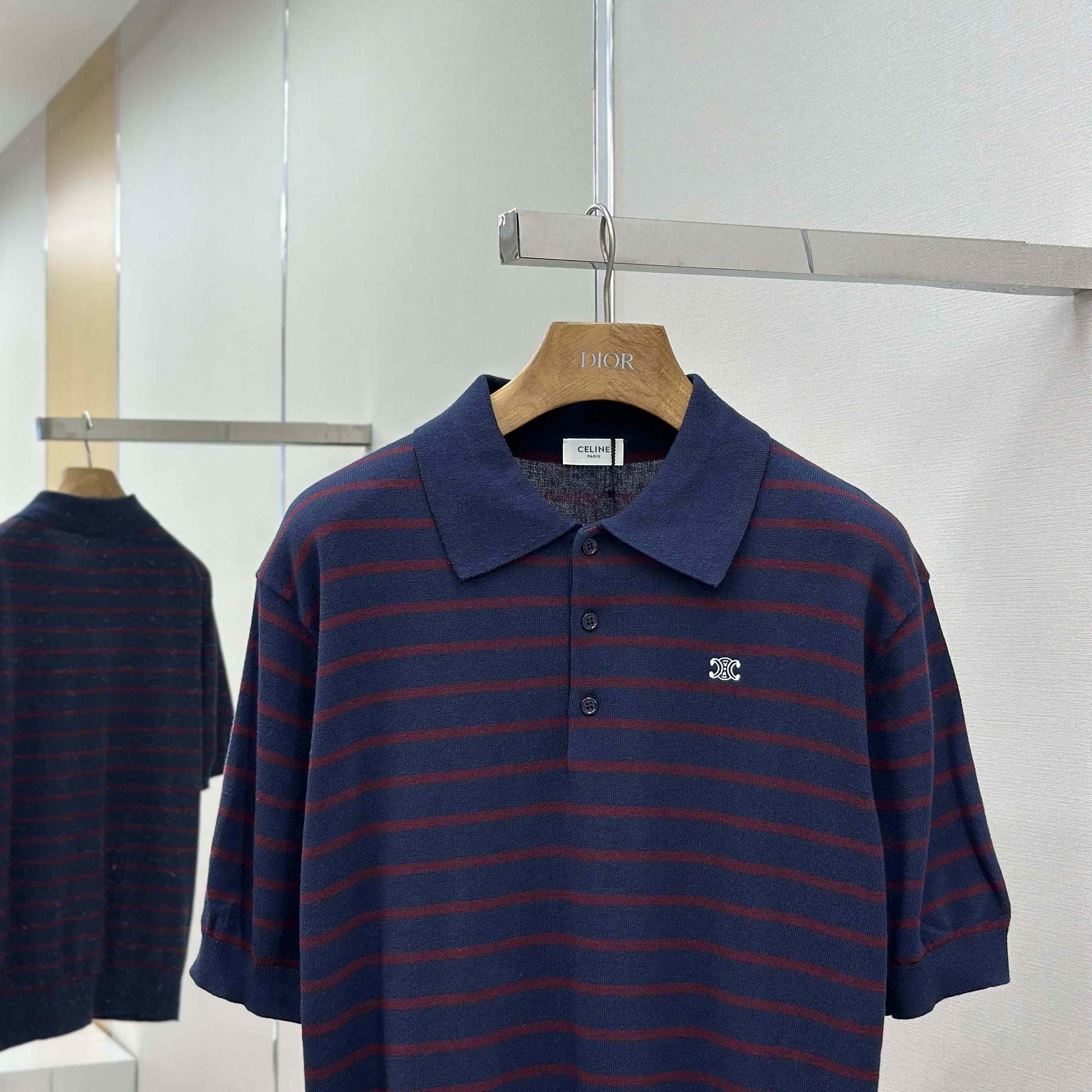 Celine Short-sleeved Polo Sweater In Fine Cotton - FashionPlug