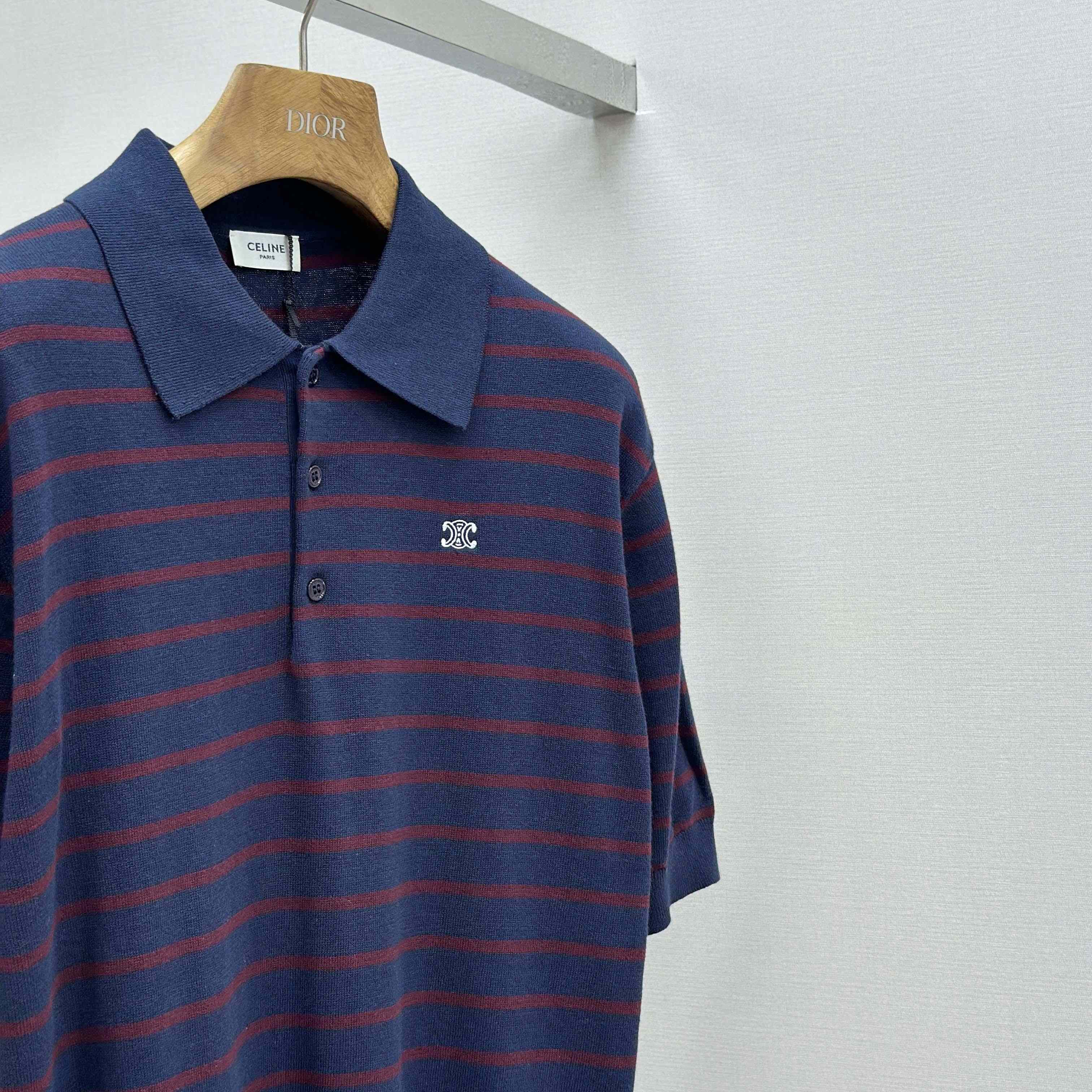 Celine Short-sleeved Polo Sweater In Fine Cotton - FashionPlug