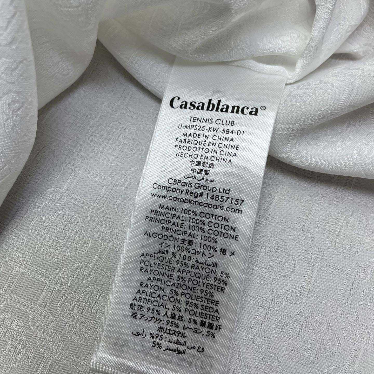 Casablanca Monogram Silk Twill Pajama Shirt In White   C1024 - FashionPlug