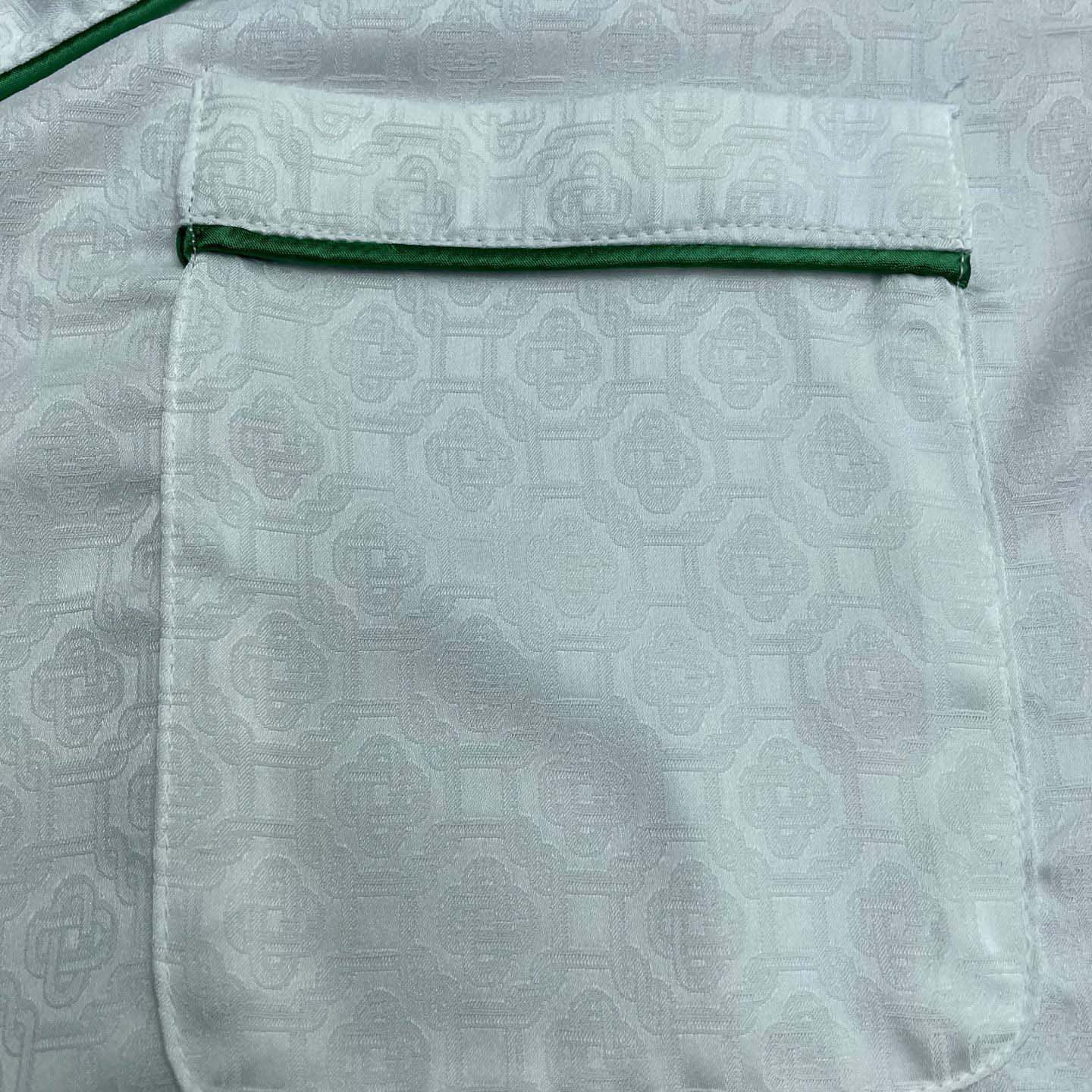 Casablanca Monogram Silk Twill Pajama Shirt In White   C1024 - FashionPlug