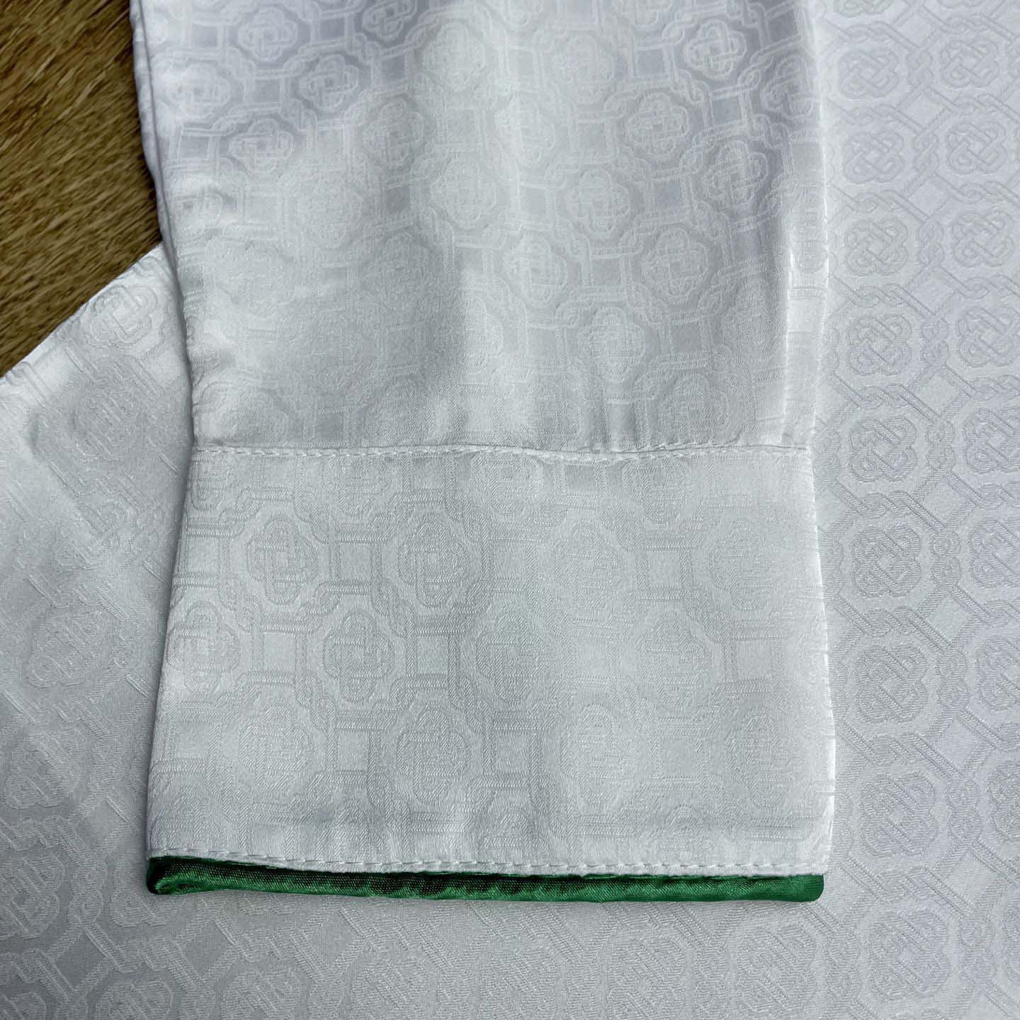 Casablanca Monogram Silk Twill Pajama Shirt In White   C1024 - FashionPlug