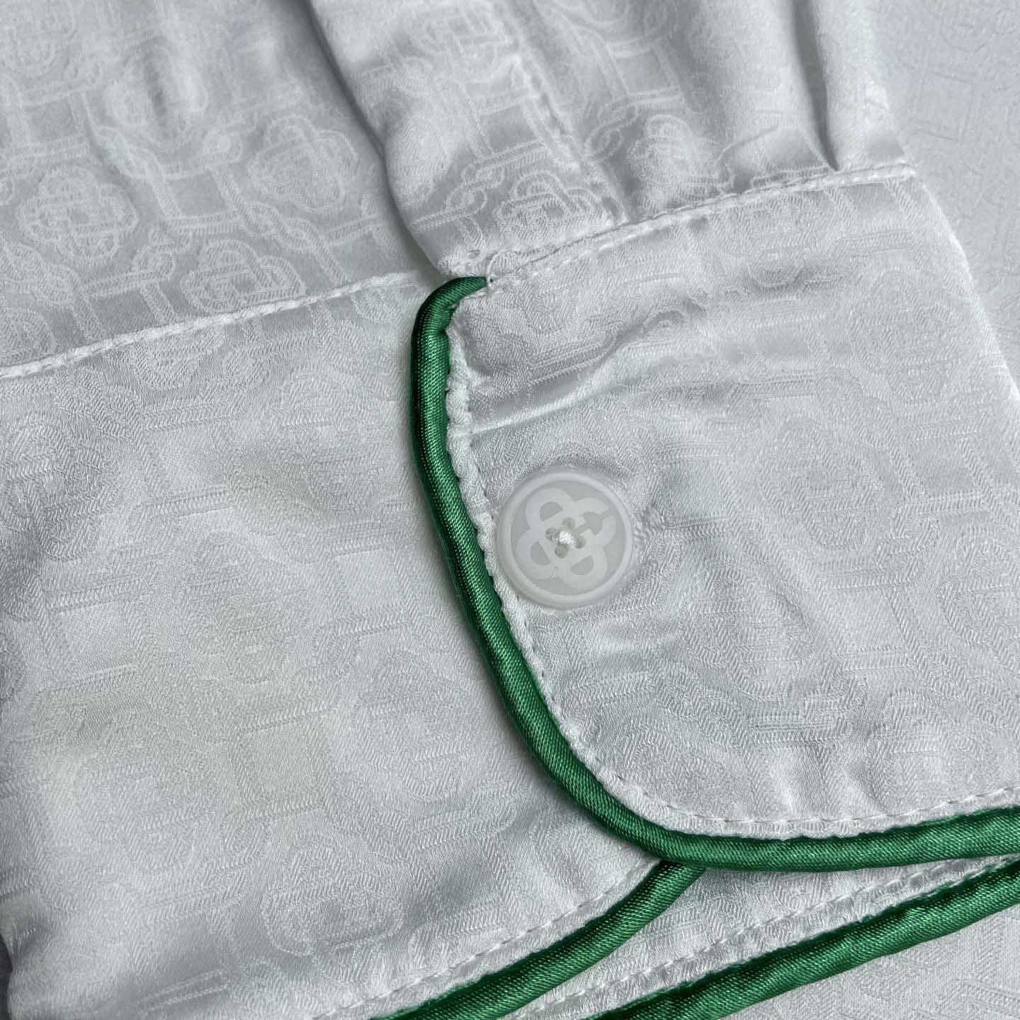 Casablanca Monogram Silk Twill Pajama Shirt In White   C1024 - FashionPlug