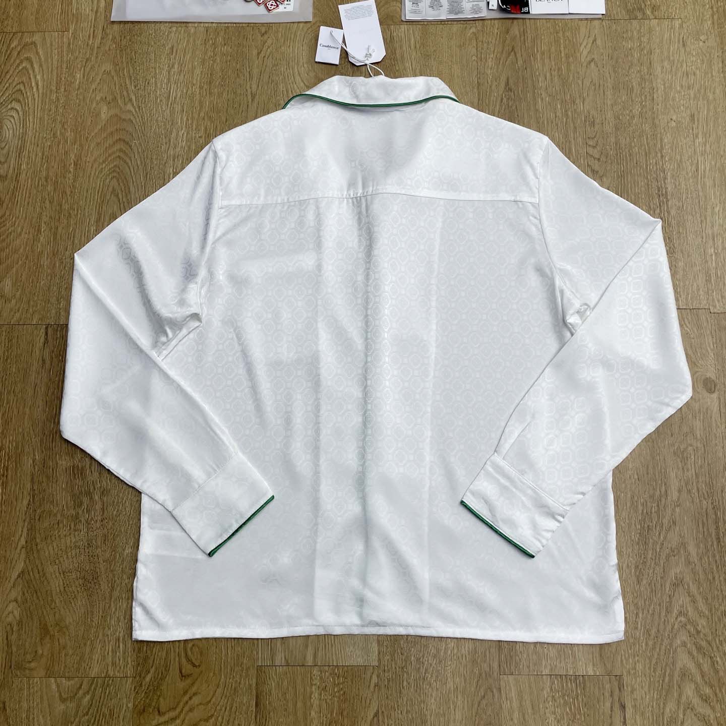 Casablanca Monogram Silk Twill Pajama Shirt In White   C1024 - FashionPlug