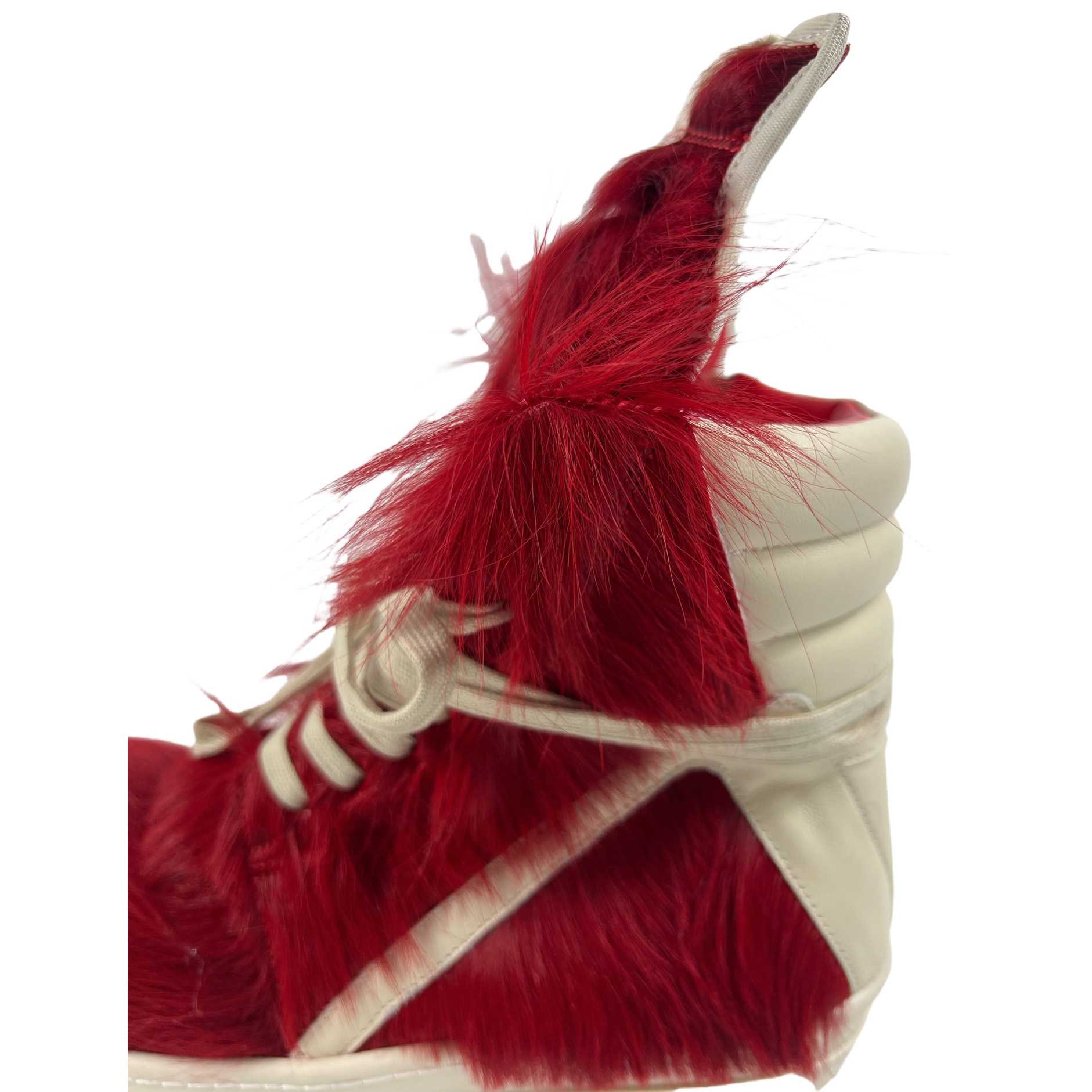 Rick Owens Red & Off-white Geobasket Sneakers - FashionPlug