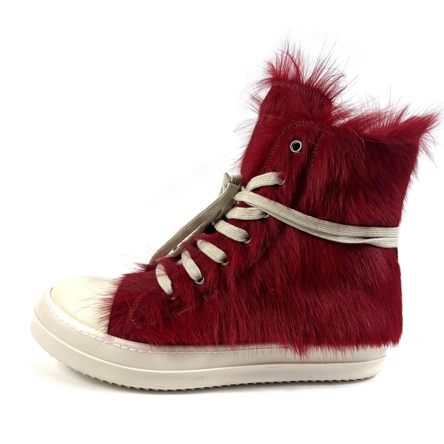 Rick Owens Pony Hair High-top Sneakers - FashionPlug