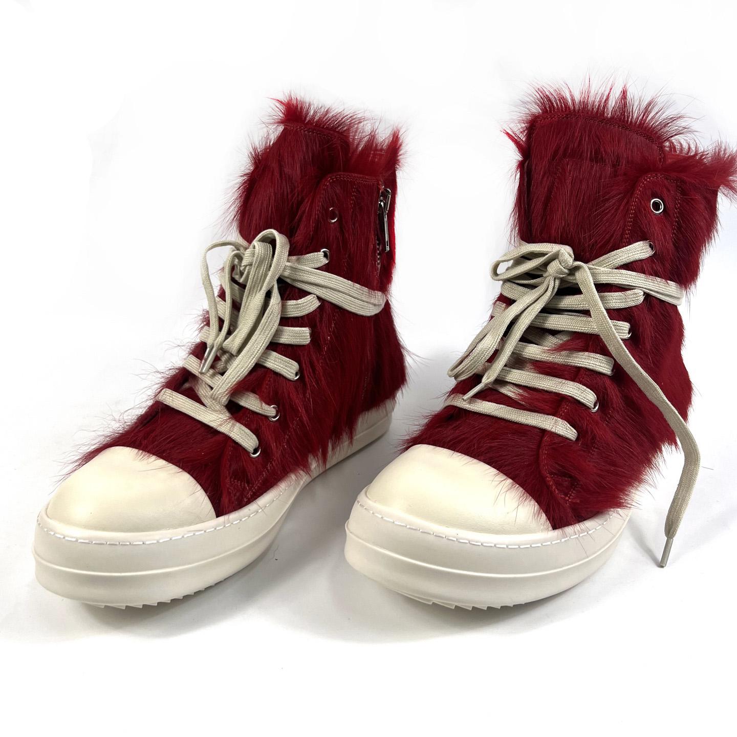 Rick Owens Pony Hair High-top Sneakers - FashionPlug
