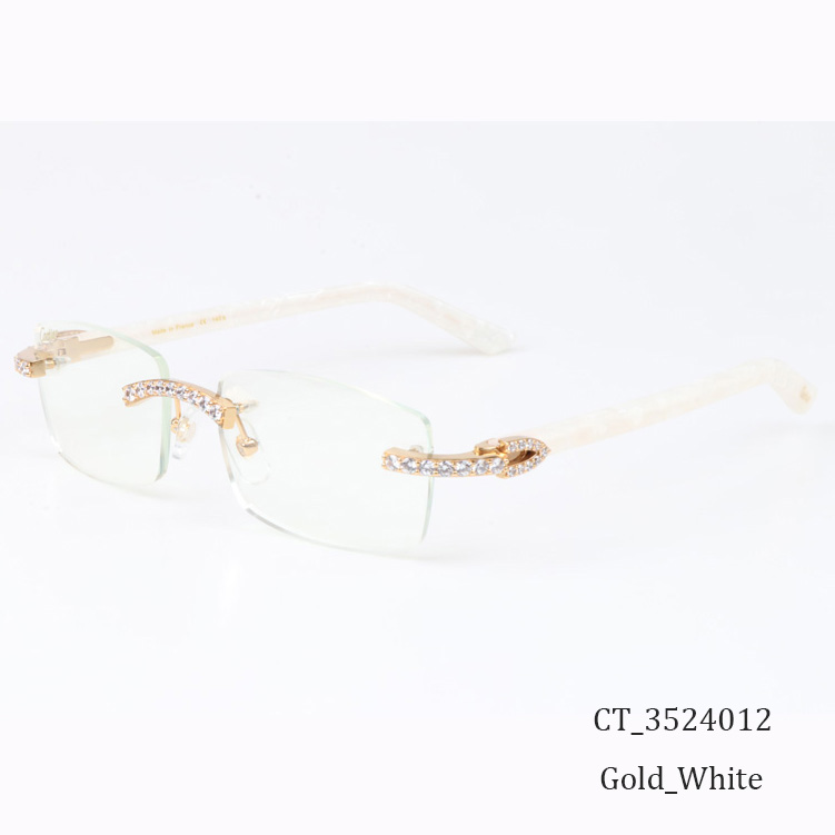 Cartier CT 3524012 Big Diamond Eyeglasses In Gold White - FashionPlug