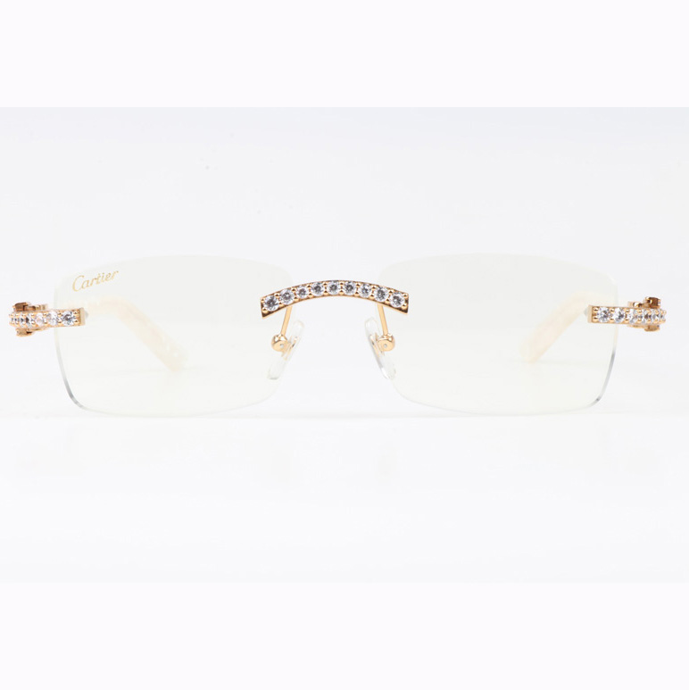 Cartier CT 3524012 Big Diamond Eyeglasses In Gold White - FashionPlug