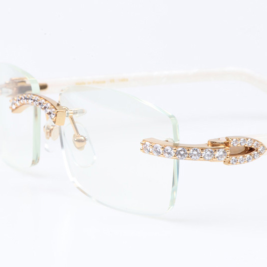 Cartier CT 3524012 Big Diamond Eyeglasses In Gold White - FashionPlug