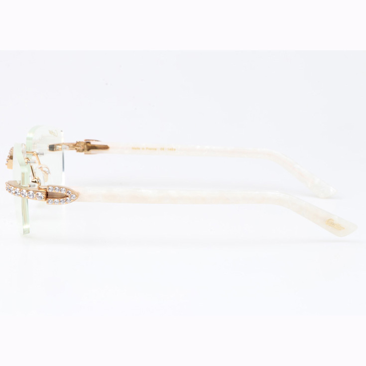 Cartier CT 3524012 Big Diamond Eyeglasses In Gold White - FashionPlug
