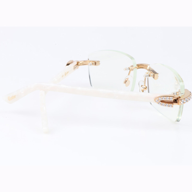 Cartier CT 3524012 Big Diamond Eyeglasses In Gold White - FashionPlug