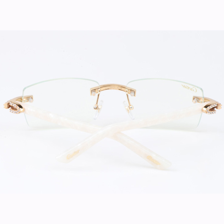 Cartier CT 3524012 Big Diamond Eyeglasses In Gold White - FashionPlug