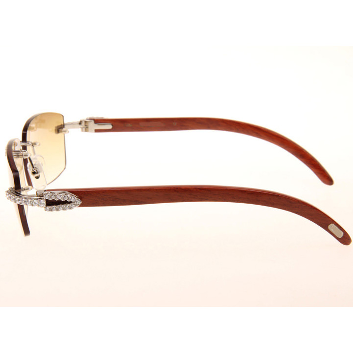 Cartier CT_3524012 Big Diamond Wood Sunglasses In Silver Brown - FashionPlug
