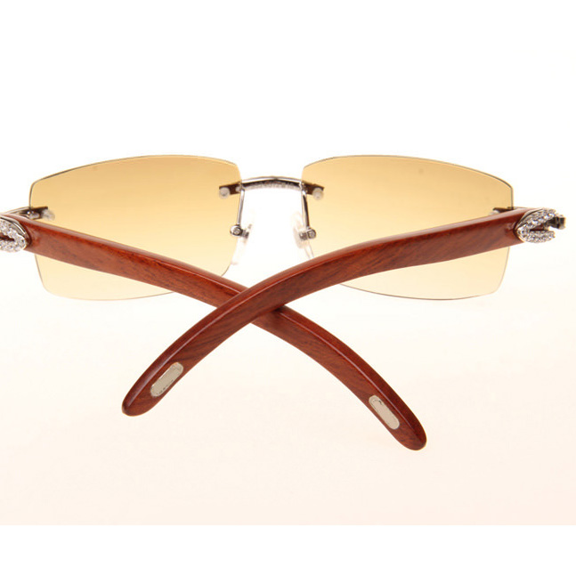 Cartier CT_3524012 Big Diamond Wood Sunglasses In Silver Brown - FashionPlug