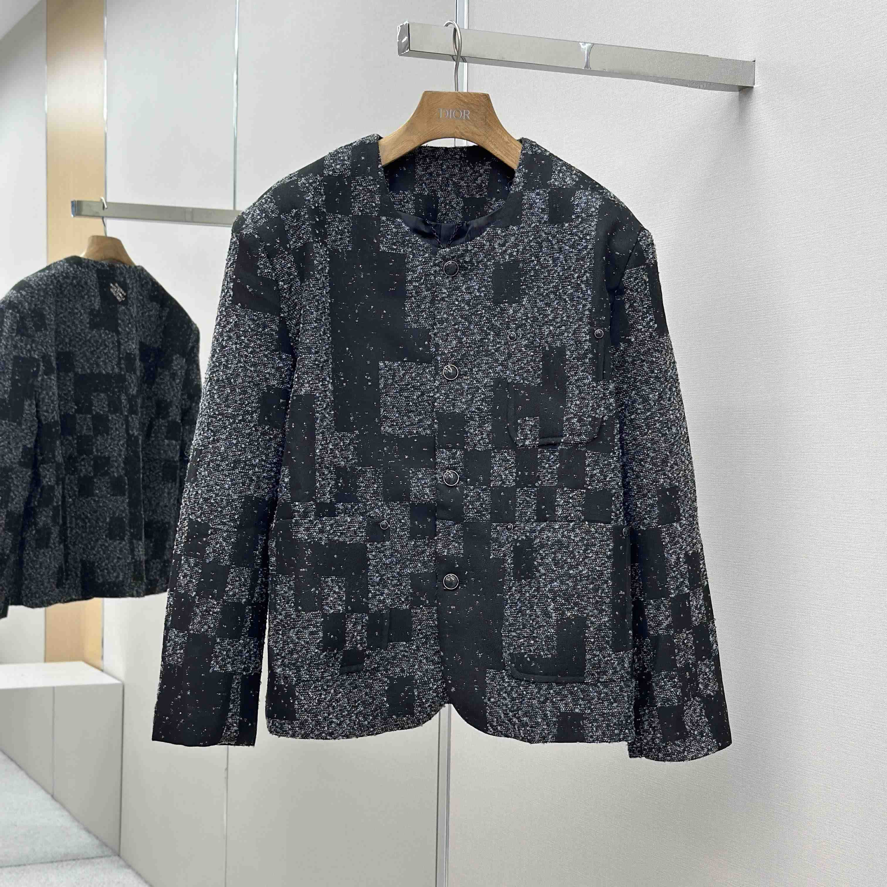 Louis Vuitton Denim Bouclette Collarless Jacket   1AHBR4 - FashionPlug