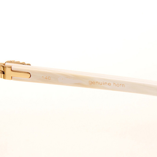 Cartier CT 3524012 Big Diamond White Buffalo Sunglasses In Gold Brown - FashionPlug