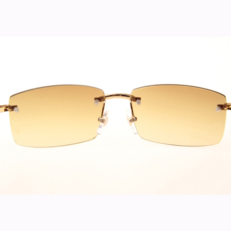 Cartier CT 3524012 Big Diamond White Buffalo Sunglasses In Gold Brown - FashionPlug