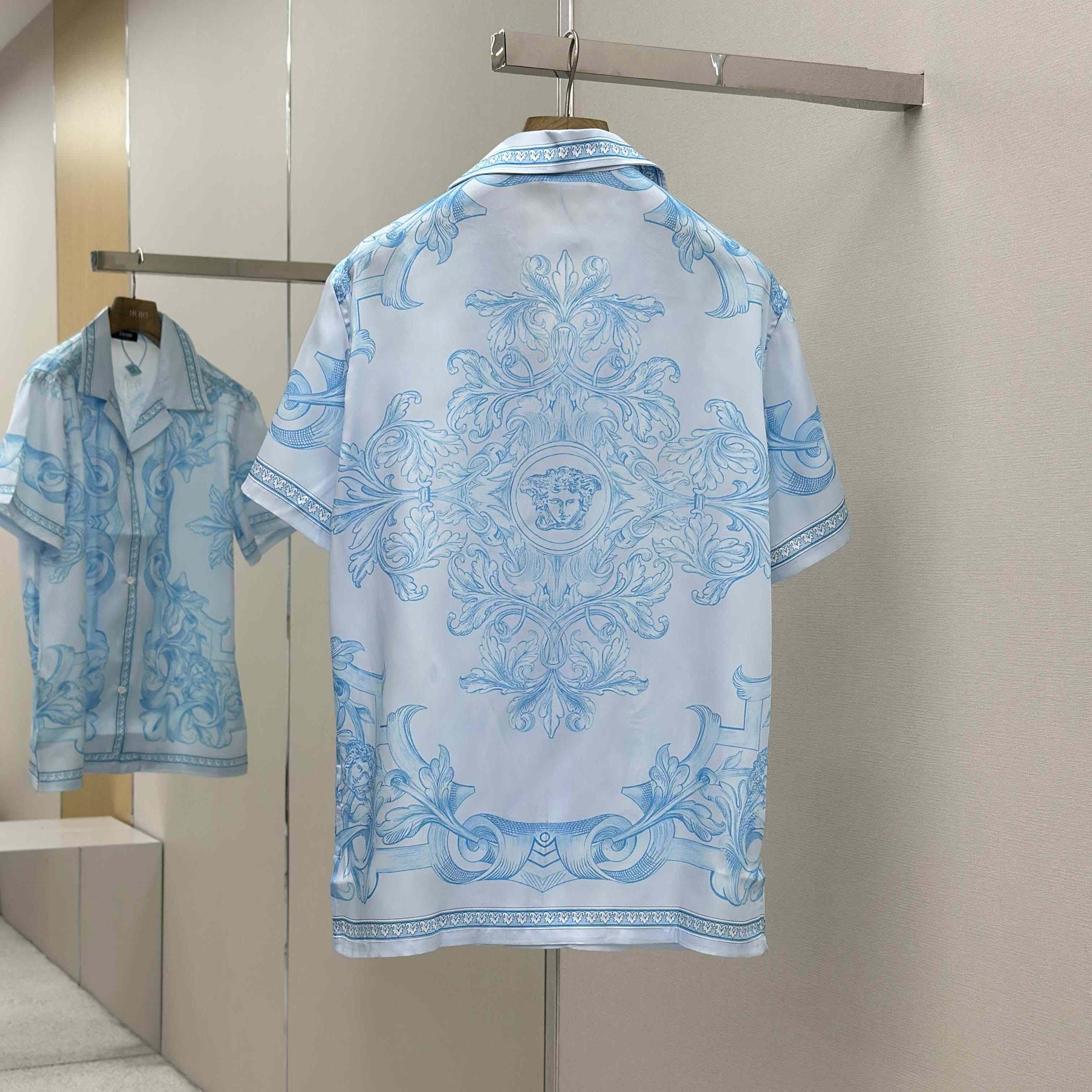Versace Architectural Baroque Silk Shirt & Silk Shorts - FashionPlug