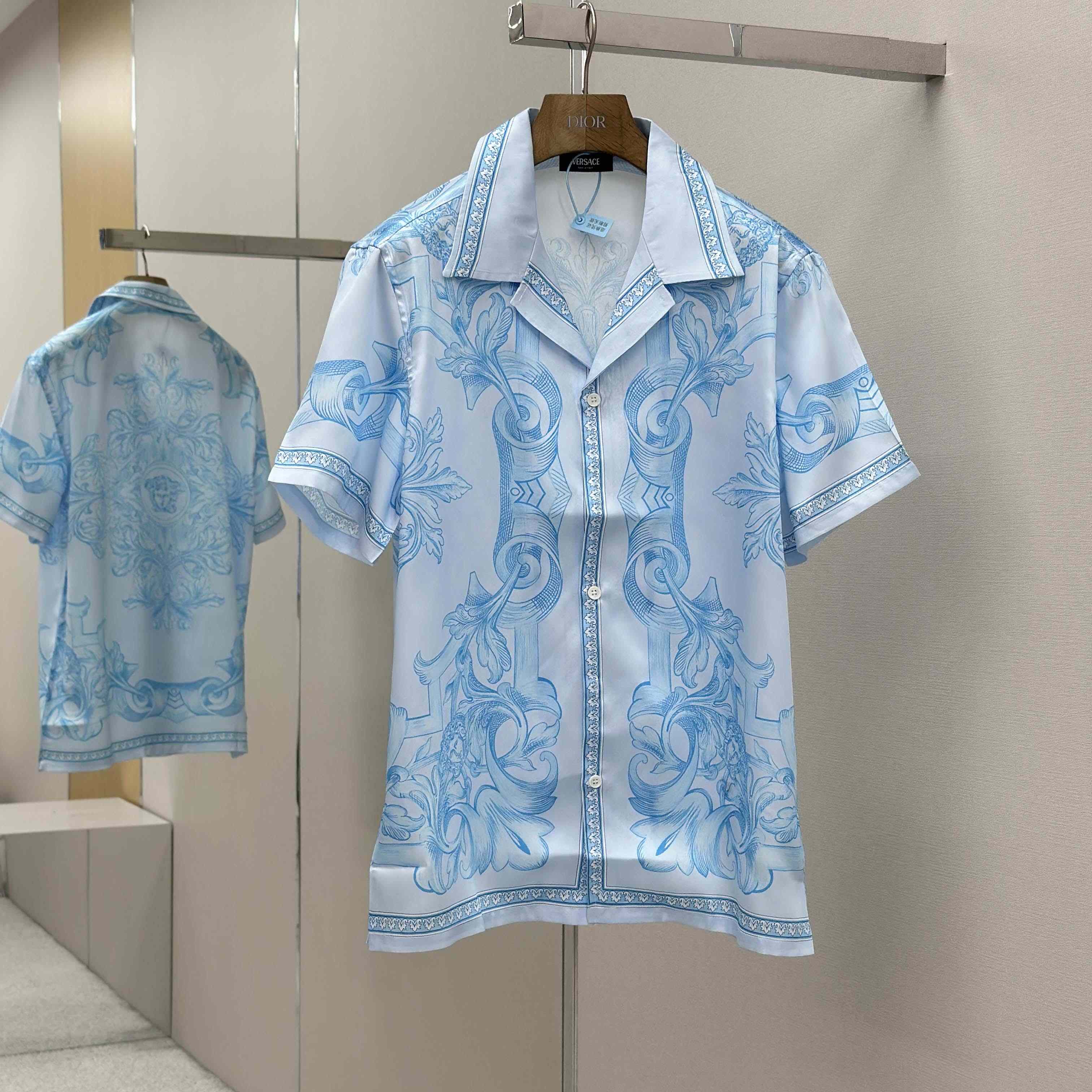Versace Architectural Baroque Silk Shirt & Silk Shorts - FashionPlug