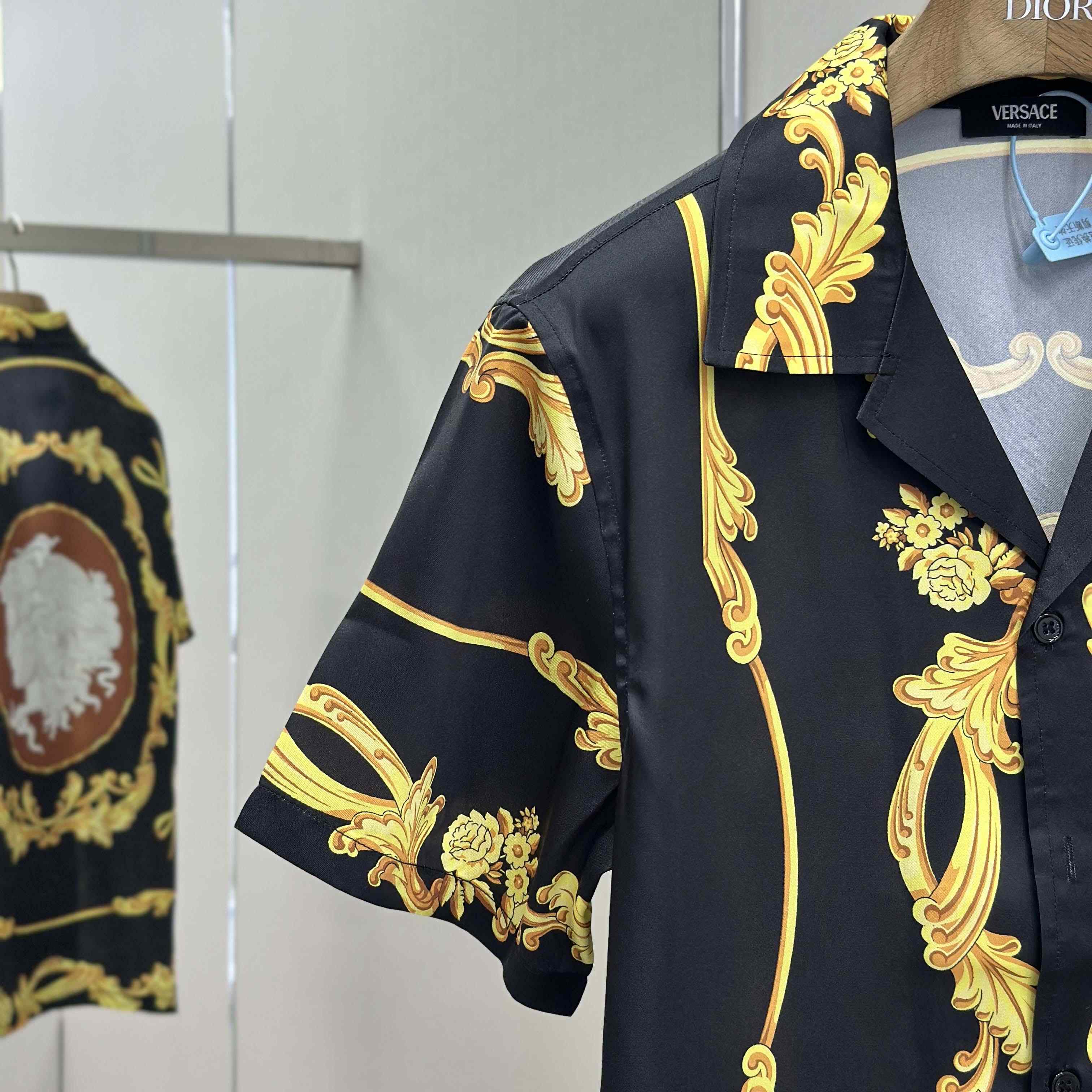 Versace Cameo Silk Shirt & Swim Boardshorts - FashionPlug