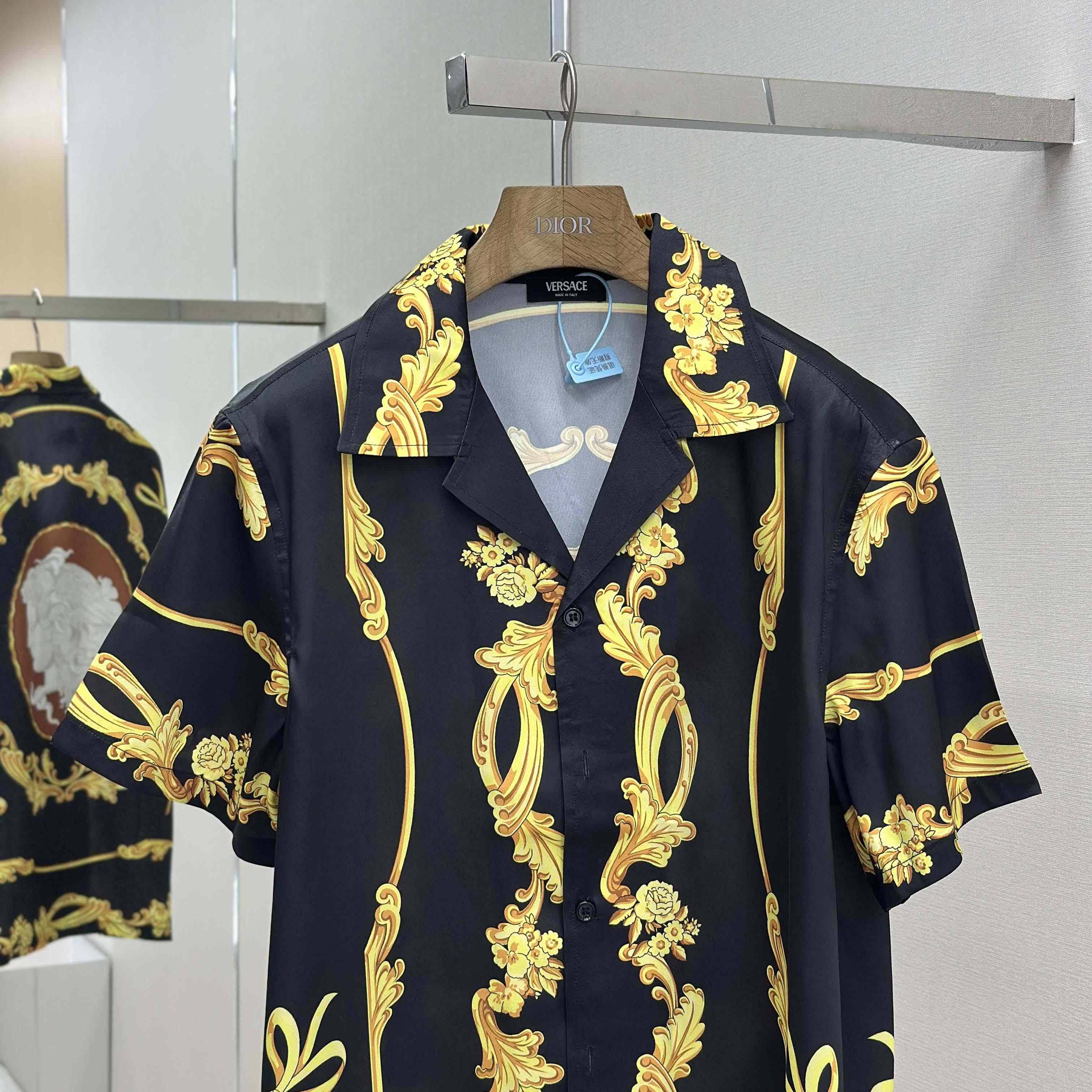 Versace Cameo Silk Shirt & Swim Boardshorts - FashionPlug