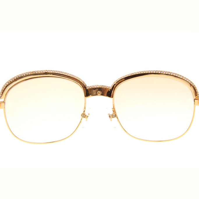 Cartier CT_1116679 Diamond Wood Sunglasses In Gold Brown - FashionPlug