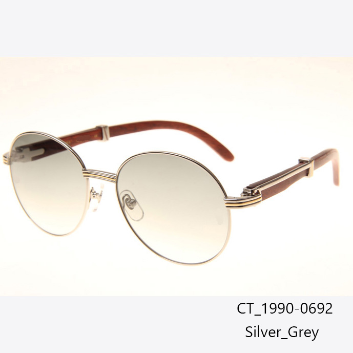 Cartier CT 1990-0692 Wood Sunglasses In Silver Grey - FashionPlug