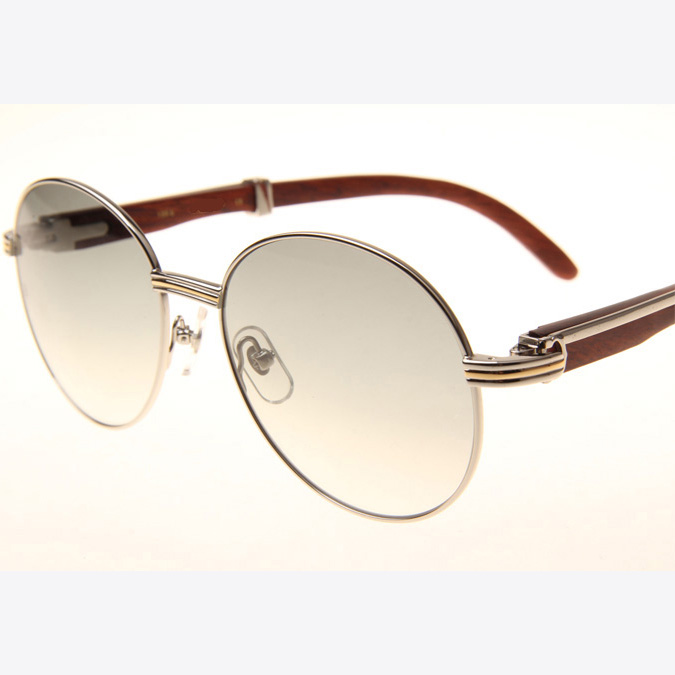 Cartier CT 1990-0692 Wood Sunglasses In Silver Grey - FashionPlug