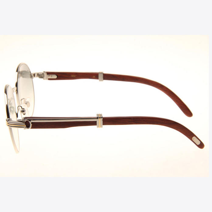 Cartier CT 1990-0692 Wood Sunglasses In Silver Grey - FashionPlug
