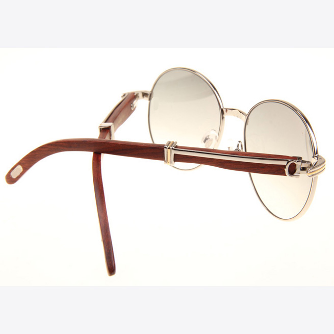 Cartier CT 1990-0692 Wood Sunglasses In Silver Grey - FashionPlug