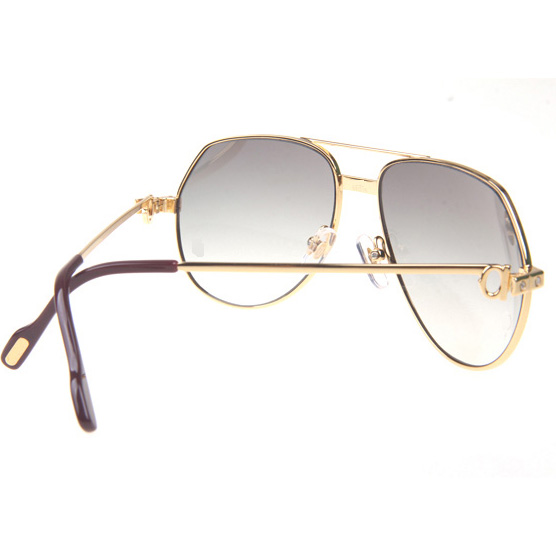 Cartier CT 1324912 Sunglasses In Gold Grey - FashionPlug