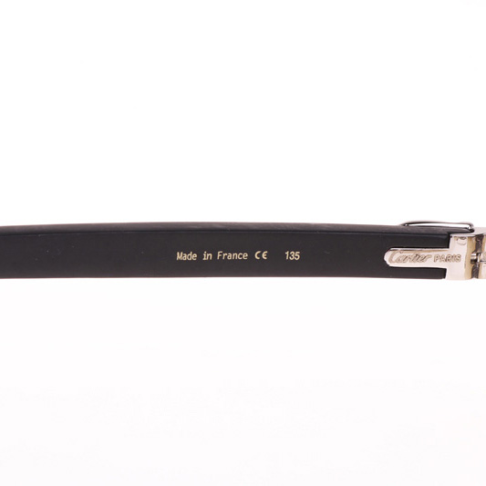 Cartier CT_3524012 Black Wood Sunglasses In Silver Brown - FashionPlug