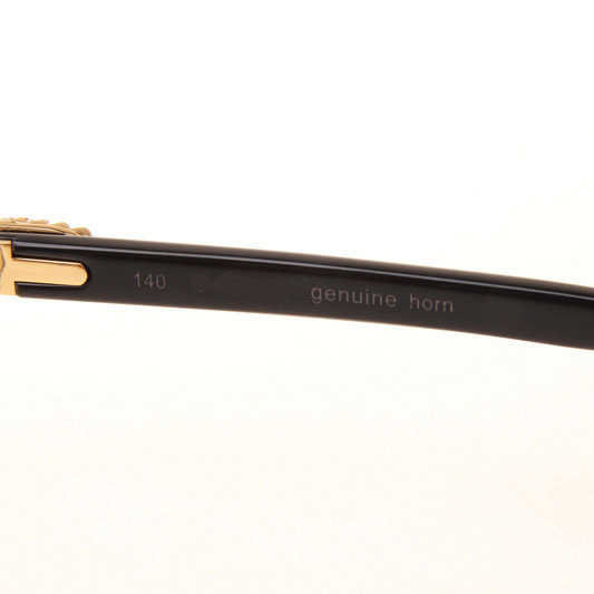 Cartier CT 3524012 Big Diamond Black Buffalo Sunglasses In Gold Brown - FashionPlug