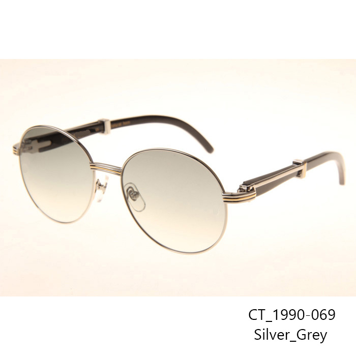Cartier CT1990-0692 Black Buffalo Sunglasses In Silver Grey - FashionPlug