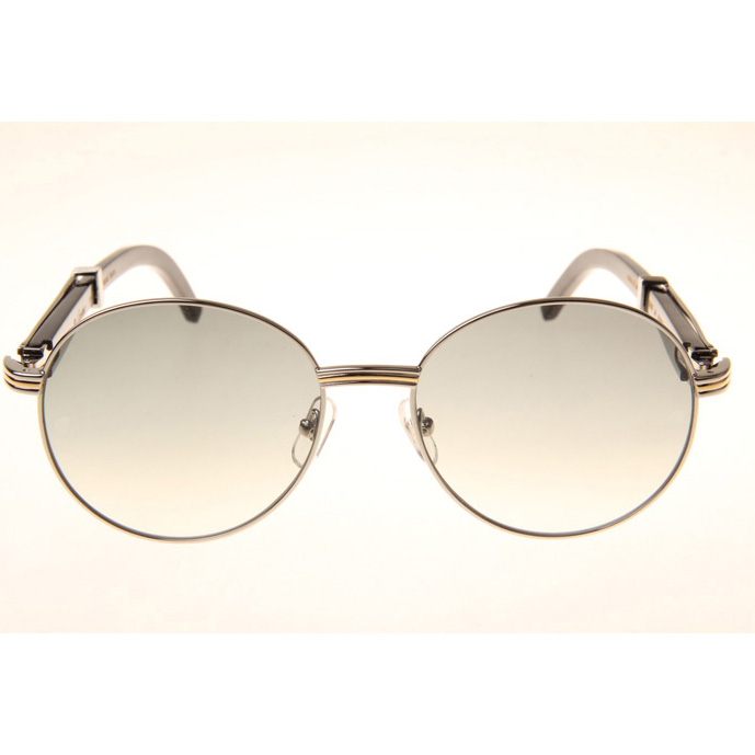 Cartier CT1990-0692 Black Buffalo Sunglasses In Silver Grey - FashionPlug