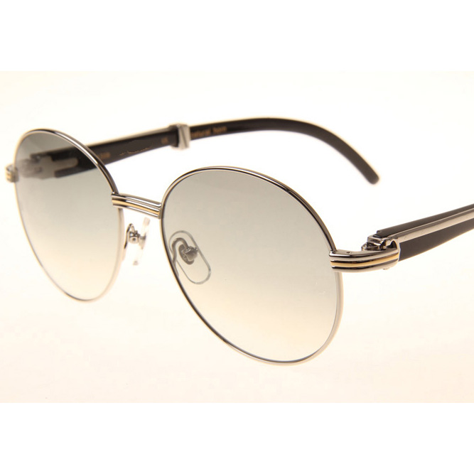 Cartier CT1990-0692 Black Buffalo Sunglasses In Silver Grey - FashionPlug